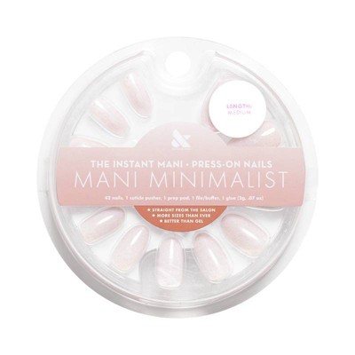 Olive & June Press-On Fake Nails - Minimalist - Milky Microglitter - M Oval - 42ct