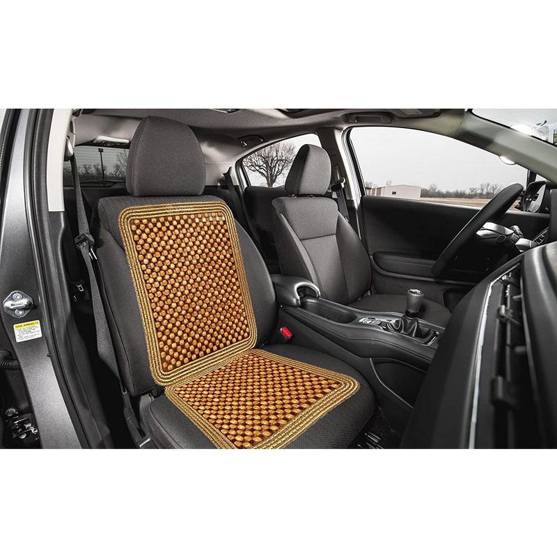 Zone Tech Premium Quality Double Strung Natural Wooden Beaded Ultra Comfort Massaging Full Car Seat Cushion, 5 of 9