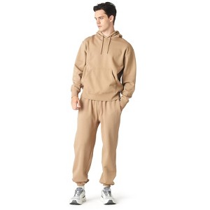 Future Planet Mens Globe Premium Fleece Lined Soft Cotton Sweatpants Loose Fit Beige - 1 of 4