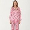 Anna-Kaci Lounge Women's 2-Piece Set Floral Satin Button Front Pajama Top with Contrast Cuffs and Matching Relaxed Fit Lounge Pants - 2 of 4