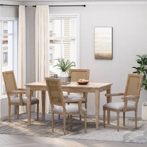 Set of 4 Maria French Country Wood and Cane Upholstered Dining Chairs - Christopher Knight Home - 1 of 4