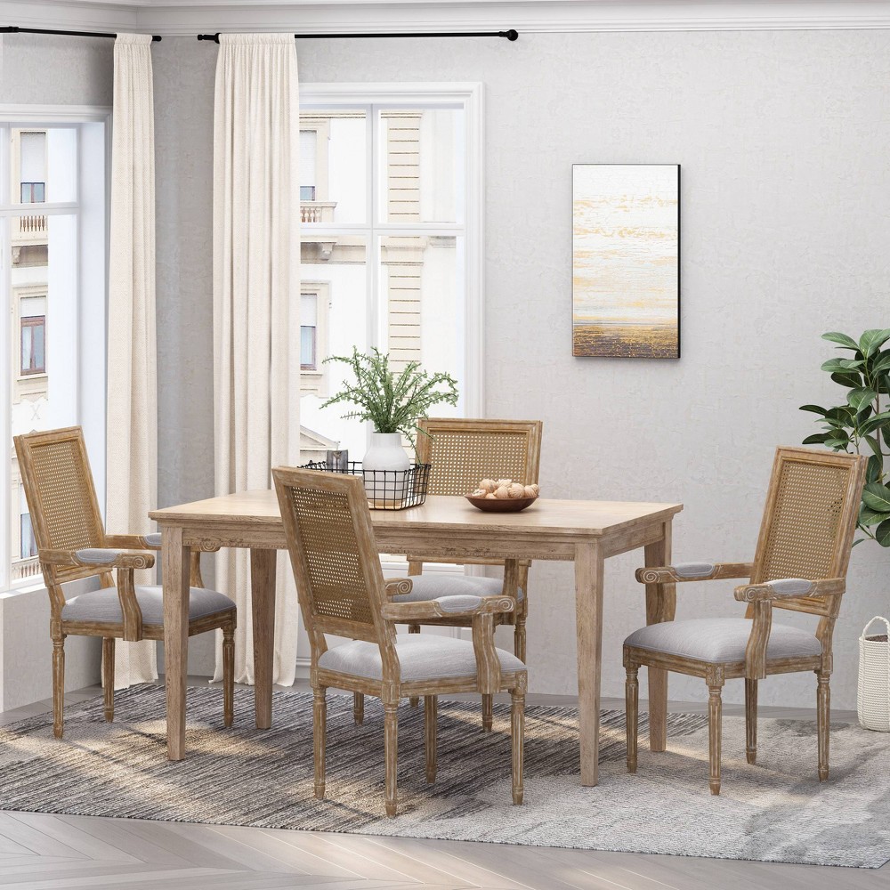 Set of 4 Maria French Country Wood & Cane Dining Chairs: Queen Anne Style - Christopher Knight Home