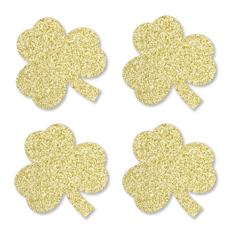 Big Dot of Happiness Gold Glitter Shamrocks - No-Mess Real Gold Glitter Cut-Outs - St. Patrick's Day Party Confetti - Set of 24, 1 of 7