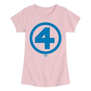 Girls' - Marvel - Fantastic Four Logo Blue Fitted Short Sleeve Graphic T-Shirt - 1 of 3