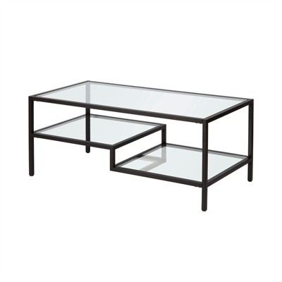 Blackened Bronze and Glass Two-Tier Coffee Table