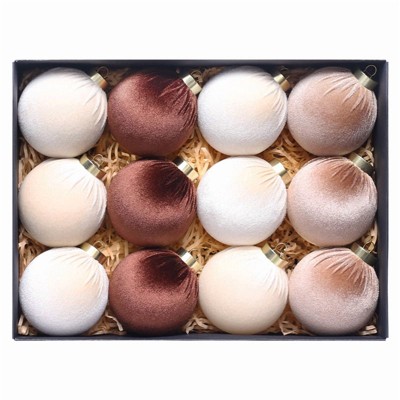 Velvet Christmas Ball Ornaments 12 Pieces , 3.15inch Flocked Ornaments Christmas Ball Set