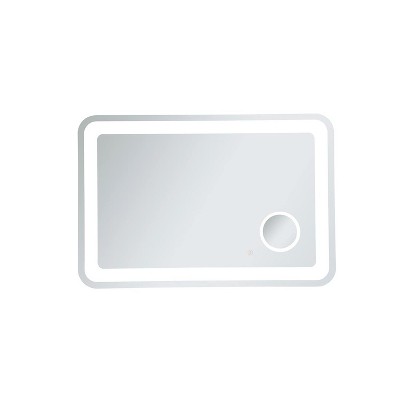 Elegant Lighting Lux 27in x 40in Hardwired LED mirror with magnifier and color changing temperature 3000K/4200K/6000K