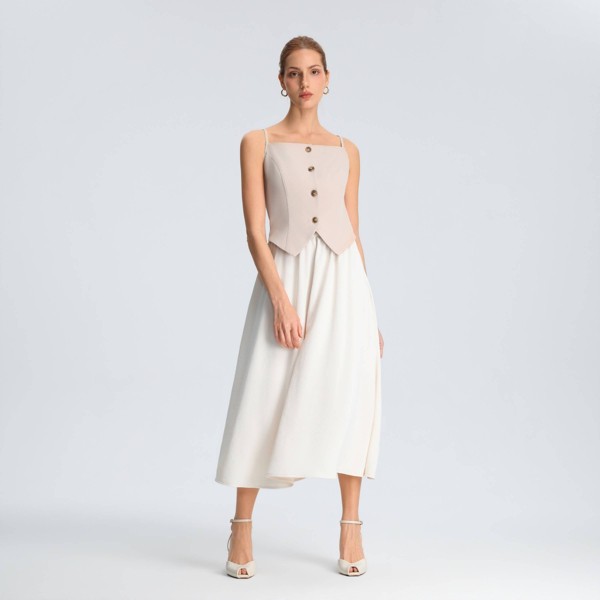 Vestido Midi Línea A Dos Piezas para Mujer - A New Day™ Gris Madera 7