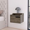 FM Furniture,Florence Floating Nightstand with Drawer and Dual-Shelf Display, Dark Brown - 4 of 4