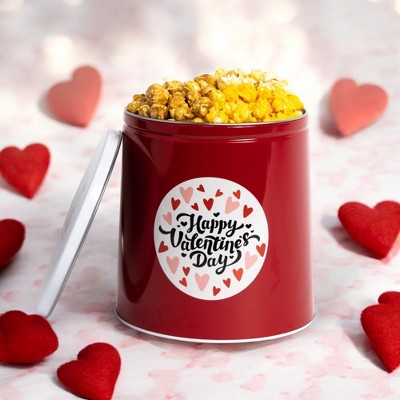 Uncle Myron's Valentine's Day Popcorn Tin - 3 Flavors - 1 Gallon, Red Design