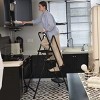 Yukimo 54"H Folding Step Ladder - Sturdy Steel & Plastic, Wide Anti-Slip Pedal & Safety Foam Handle, Lightweight Space-Saving, Black - 3 of 4