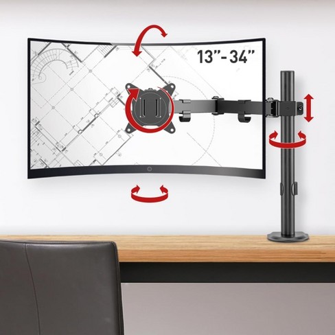 Barkan 13" - 34" Flat / Curved Monitor Desk Mount, Full Motion  - Height Adjustment, Rotate, Fold, Swivel & Tilt - image 1 of 4