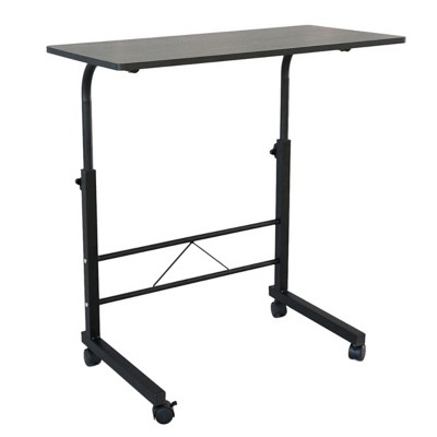 Syemin Desks Rolling Height Adjustable Side Table Lifting Computer Desk Overbed Bedside Table Overbed Table with Wheels, Black, 23.62"*15.75"*27.56"