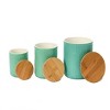 Storied Home Farmhouse Stoneware Canisters with Honeycomb Design and Bamboo Lids, Mint Green and Natural, Set of 3 Sizes - 3 of 4