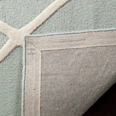 Mint and Ivory Geometric Hand-Tufted Wool Kids Area Rug 5' x 7'