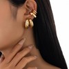 5-Piece Non-Piercing Ear Cuff Set | Chunky Gold & Silver Huggie Hoop Statement Jewelry - 2 of 4