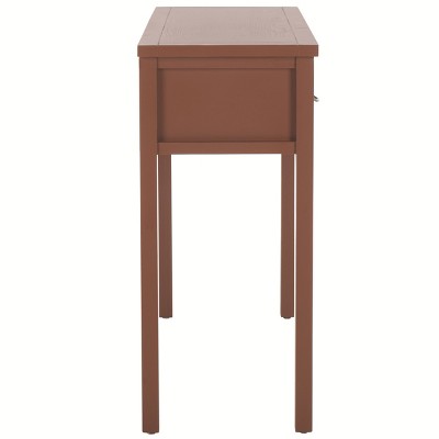 Transitional Brown Elm Wood Console with 3 Storage Drawers