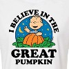 Women's - Peanuts - I Believe In The Great Pumpkin Cropped Graphic T-Shirt - 2 of 4