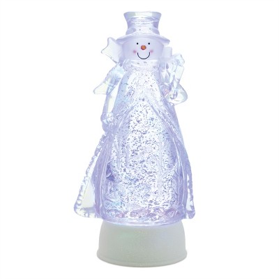 LED Snowman Snow Globe 10"H