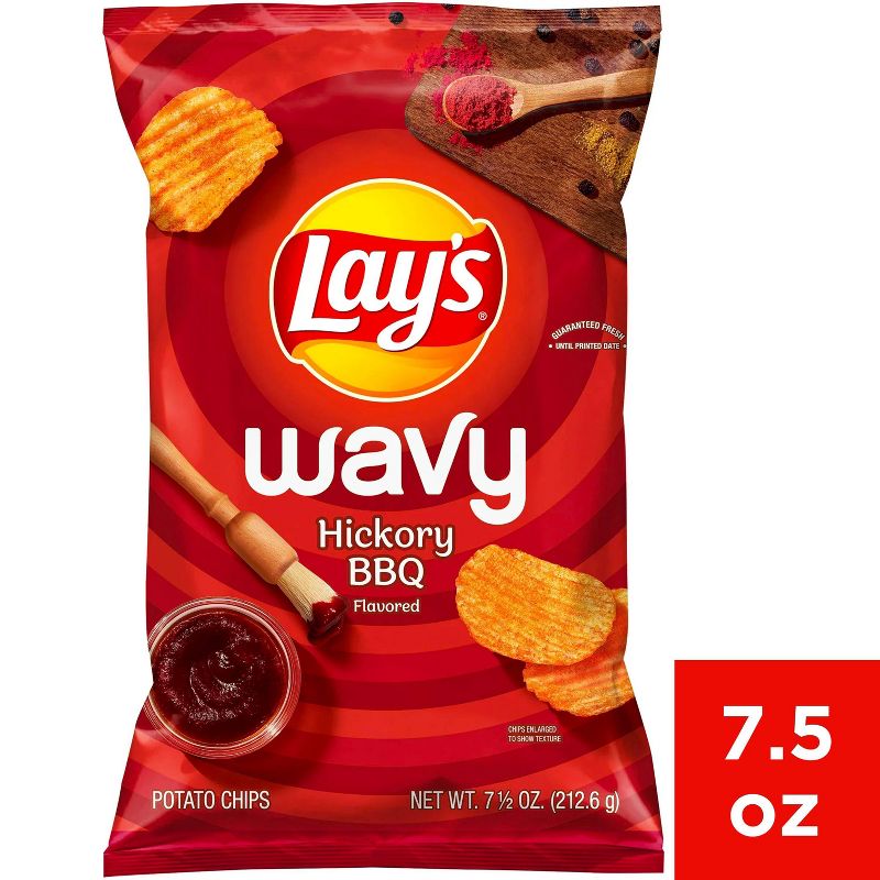 Lay&#39;s Wavy Hickory Barbecue Flavored Potato Chips - 7.5oz, 1 of 5