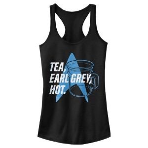 Juniors Womens Star Trek: The Next Generation Cup Of Tea Earl Grey Hot, Captain Picard Racerback Tank Top - 1 of 4