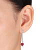 EVERLY JEWELRY | Sterling Silver 8 1/3 CT TGW Created White Sapphire Created Ruby Fashion Post Earrings - 2 of 3