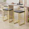 SKRAN Modern Bar Stools Upholstered Velvet Set of 2 With Footrest & Back Support Durable For Entertainment Or Daily Use - 2 of 4
