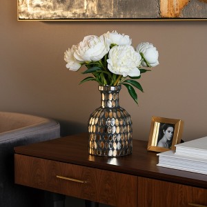 Glam Mosaic Glass Vase - Decorative Accent Vase with Elegant Metallic Finish for Home, Office, Bedroom, or Living Room - 6" Bronze & Copper - 1 of 4