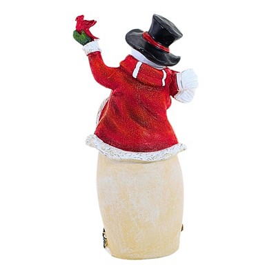 Festive Red and White Resin Snowman Figurine with Tree Scene