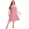 Coolmee Womens Summer Maxi Dress Plus Size Casual  Short Sleeve Ruffle Tiered V Neck Swing Long Sundress - 3 of 4