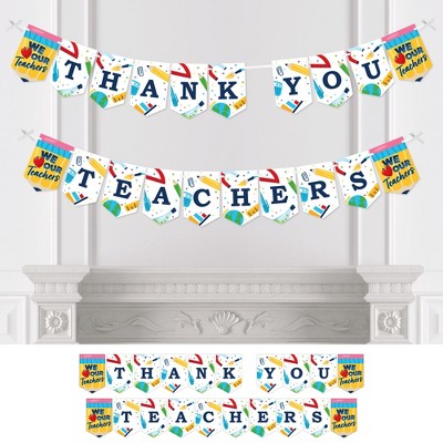 Big Dot of Happiness Thank You Teachers - Teacher Appreciation Bunting Banner - Party Decorations - Thank You Teachers
