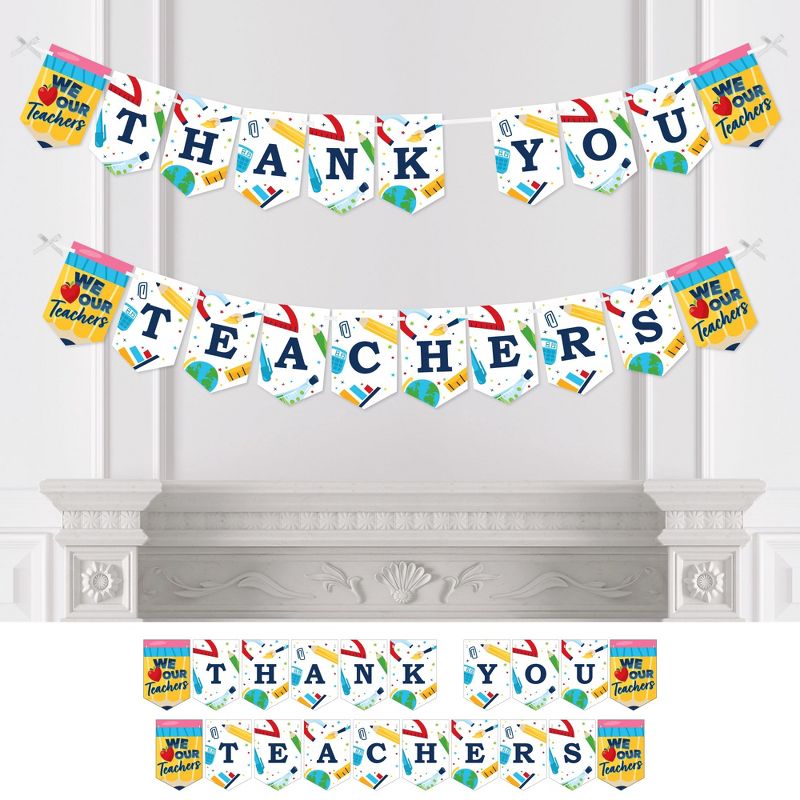 Big Dot of Happiness Thank You Teachers - Teacher Appreciation Bunting Banner - Party Decorations - Thank You Teachers, 1 of 7