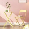 VYNXARIA 3 Piece Patio Bistro Set of Foldable Round Table and Chairs, Yellow - 4 of 4
