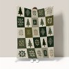Green & White Checkered Christmas Tree & Snowflake Flannel Blanket - Soft Warm All-Season, Sofa, Camping, Travel - Cozy Bedding Accessory - 3 of 4