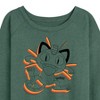 Women's - Pokémon - Meowth Lightweight French Terry Wide Neck Long Sleeve Shirt - 2 of 4