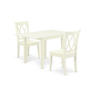HomeStock 3-Piece Linen White Finish Solid Wood Top Dining Table Set - 1 of 4