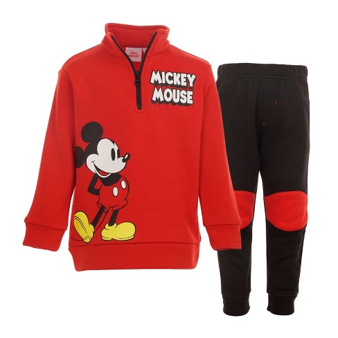 Disney Mickey Mouse Half Zip Sweatshirt And Pants Set Little Kid : Target