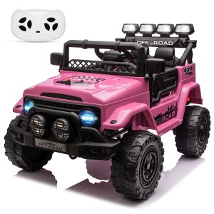 12V Ride On Truck Car,Kids Electric Vehicle with Parent Remote Control,Ride On Toy Truck with Spring Suspension, 3 Speeds,Lights,Music for Kids 3-8 - 1 of 4