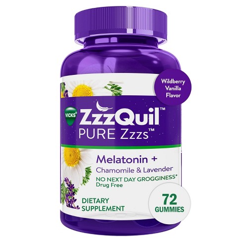 ZzzQuil Pure Zzzs Melatonin Dietary Supplement Gummy - Wildberry ...