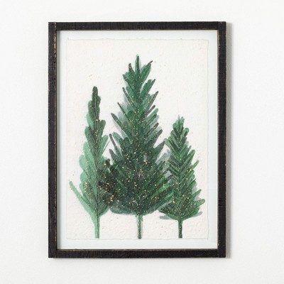 24.25"H Sullivans Pine Tree Watercolor Wall Art  Green