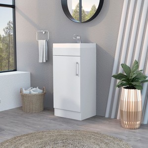 NicBex Bathroom Vanity with Top Sink,Modern Bathroom Sink Vanity with Single Door Cabinet and Metal Handle,13" Bathroom Sink Cabinet,Black/White - 1 of 4