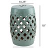 Naysaye End Table with Fretwork Design, Decorative End Table with Woven Lattice Design for Home Lawn Garden Patio, Antique Blue, 10.25"*18"*10.25" - 3 of 4