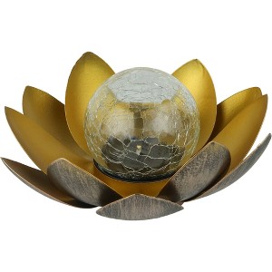 Moonelit Creations Lotus Flower Solar LED Garden Light Stake Gold - 1 of 4