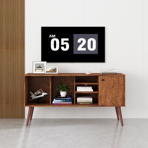 Sapphtopaz TV Stand for TVs Up to 60" TV Console Entryway Table with a Storage Cabinet and 3 Open Shelves TV Stands for Living Room, Bedroom - 1 of 4