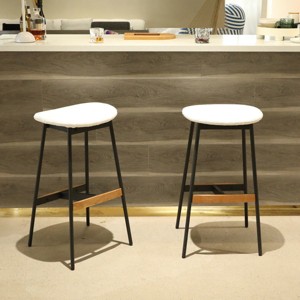 HDZNVF Set of 2 Modern Bar Stools Comfortable and Stylish Counter Height and Bar Height Bar Stools, White - 1 of 4