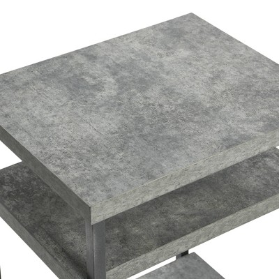 Gray Faux Concrete Slate Industrial Side Table