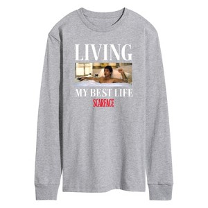 Men's - Scarface - Living My Best Life Long Sleeve Graphic T-Shirt - 1 of 3