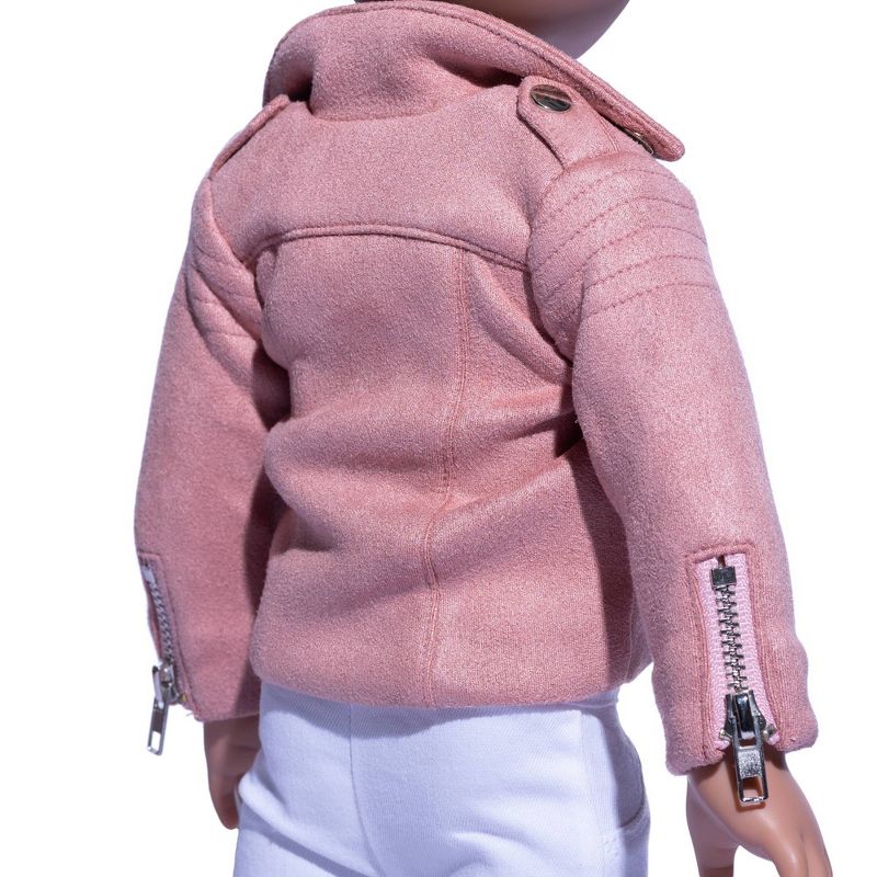 I&#39;M A GIRLY Light Pink Faux Suede Jacket Outfit for 18&#34; Fashion Doll, 5 of 6