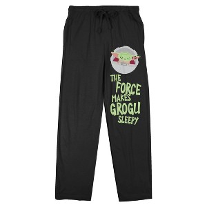 The Mandalorian "The Force Makes Grogu Sleepy" Women's Black Sleep Pants - 1 of 4