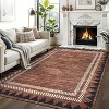 Coucheta Modern Washable Area Rug, Neutral Geometric Border Low Pile Rug, Non-Slip & Non-Shedding Carpet for Living&Dining Room, Hallway&Bedroom - 2 of 4